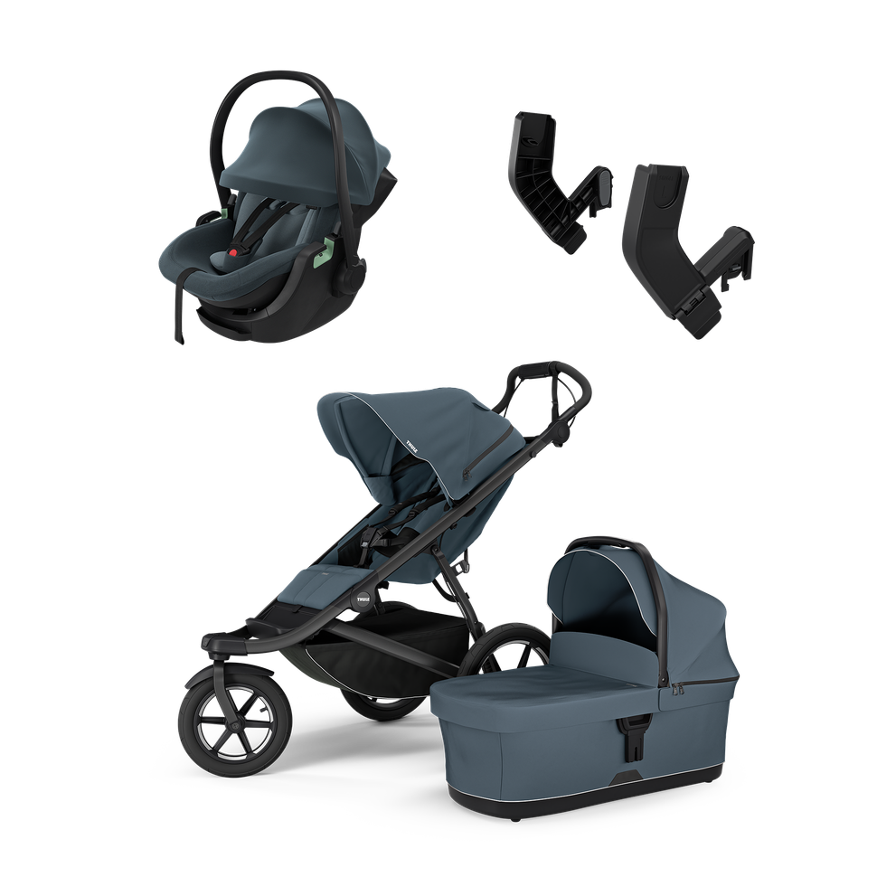 Thule Urban Glide 3 dark slate & Thule Maple darkest blue newborn bundle