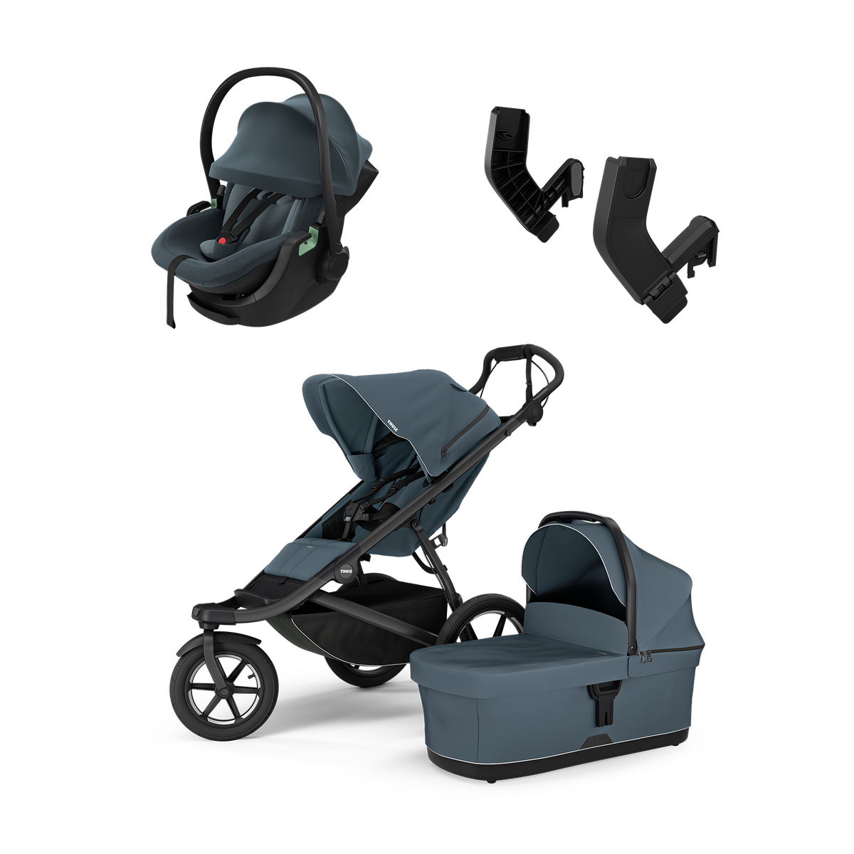 Thule Urban Glide 3 dark slate & Thule Maple darkest blue newborn bundle