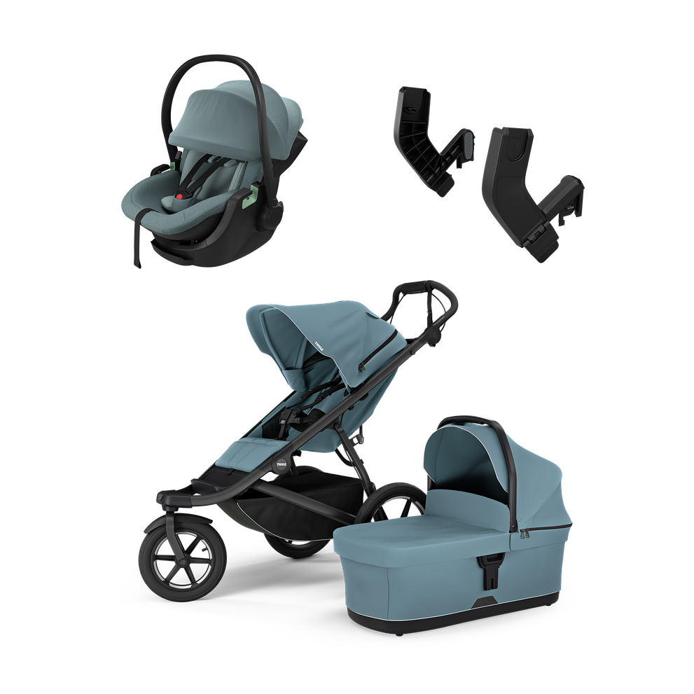 Thule Urban Glide 3 mid blue & Thule Maple mid blue newborn bundle