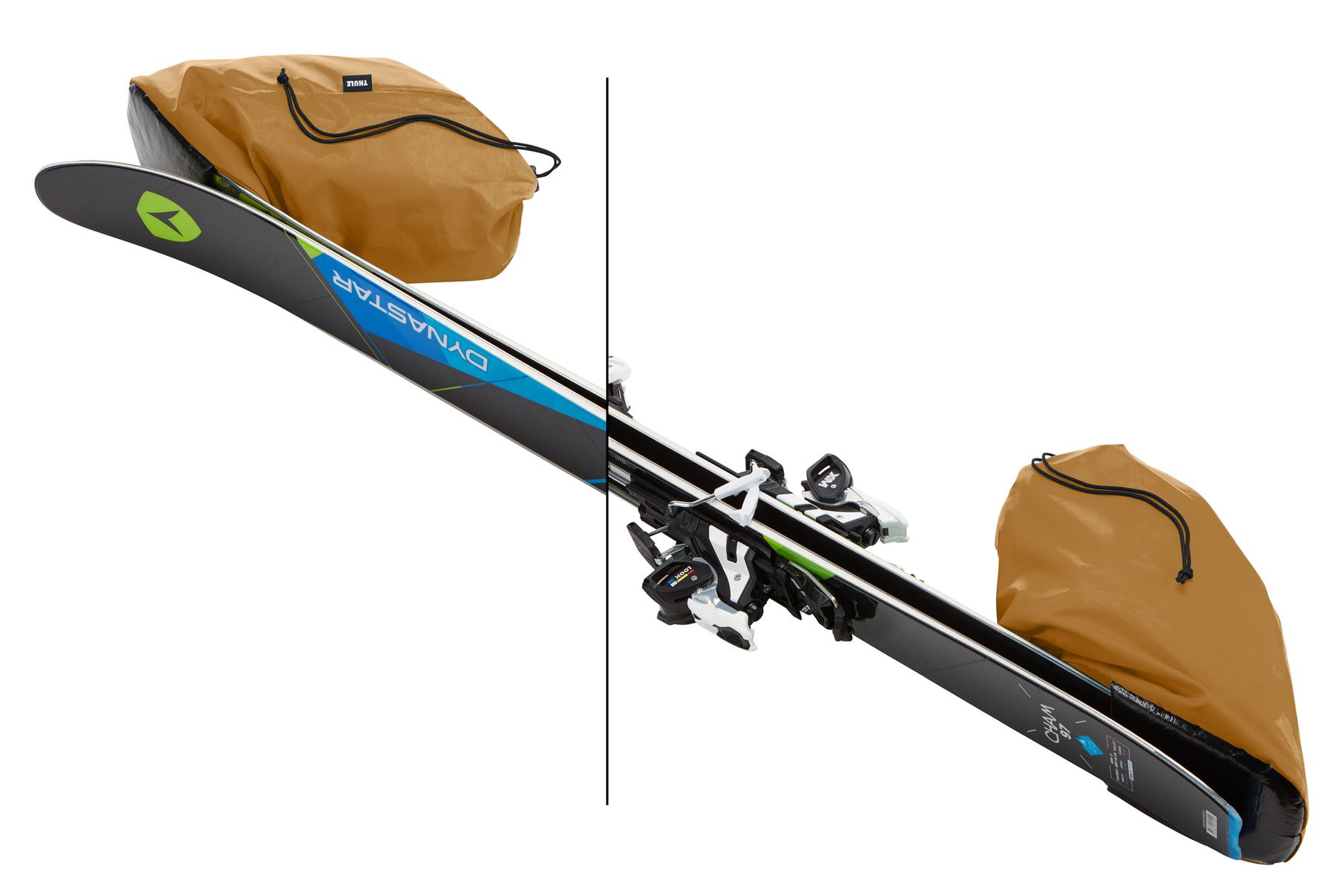 Thule RoundTrip Ski Roller 175cm Black 3204364 two padded sleeves