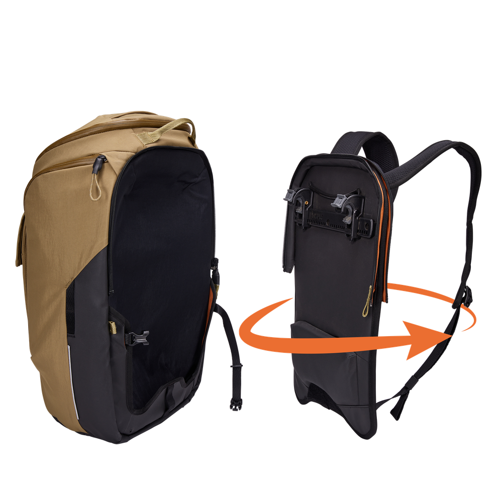 Thule Paramount hybrid bike pannier and backpack 26L tan beige