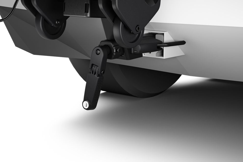 Thule Epos Hitch bike rack being installed into a vehicle hitch