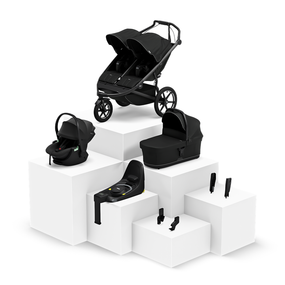 Black and white travel system outlet
