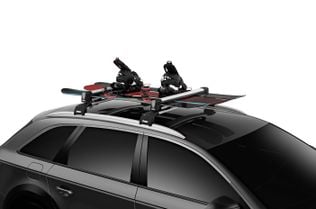 Thule SnowPack on car and snowboards
