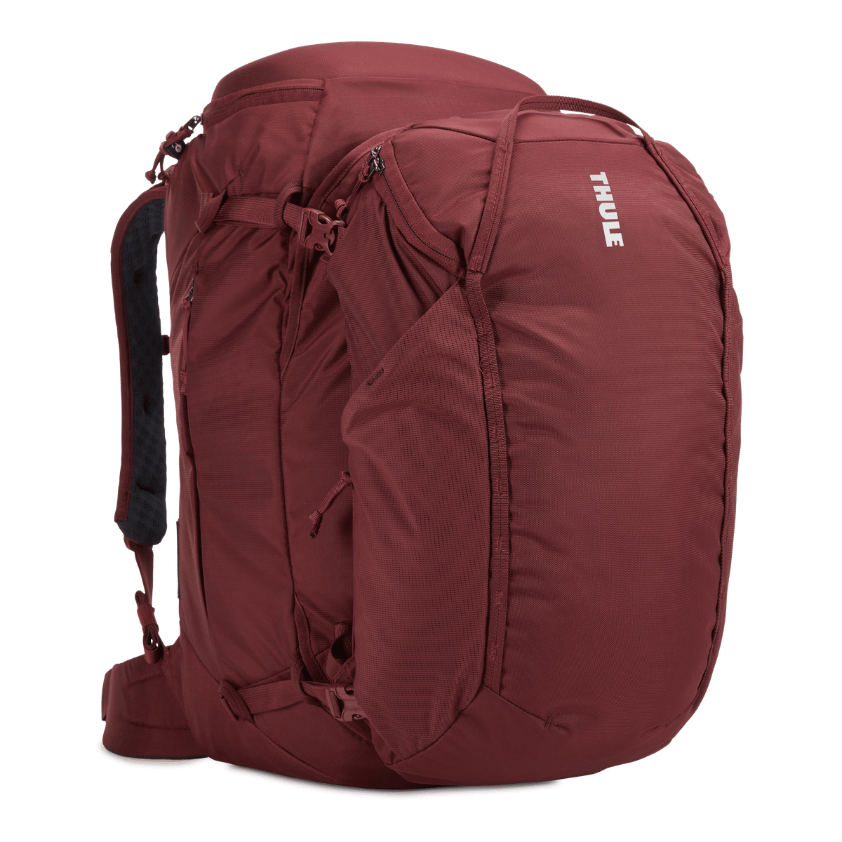 Thule Landmark 60L women's backpacking pack dark bordeaux red