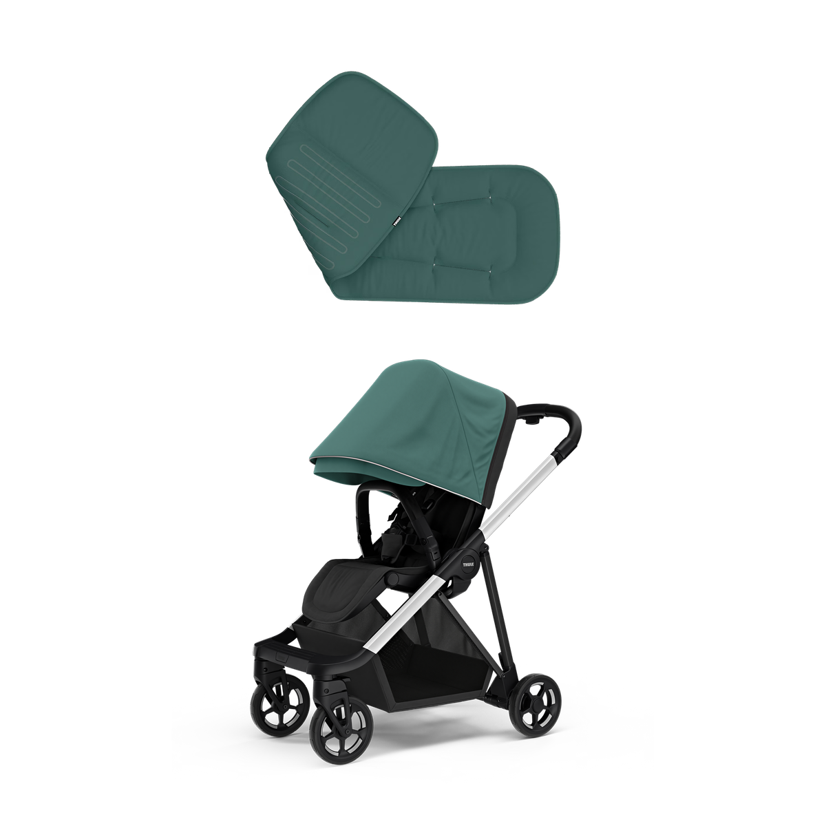 Thule Shine + Thule Stroller Seat Liner - Mallard Green