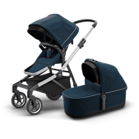 Thule Sleek city stroller aluminium/navy blue with bassinet navy blue