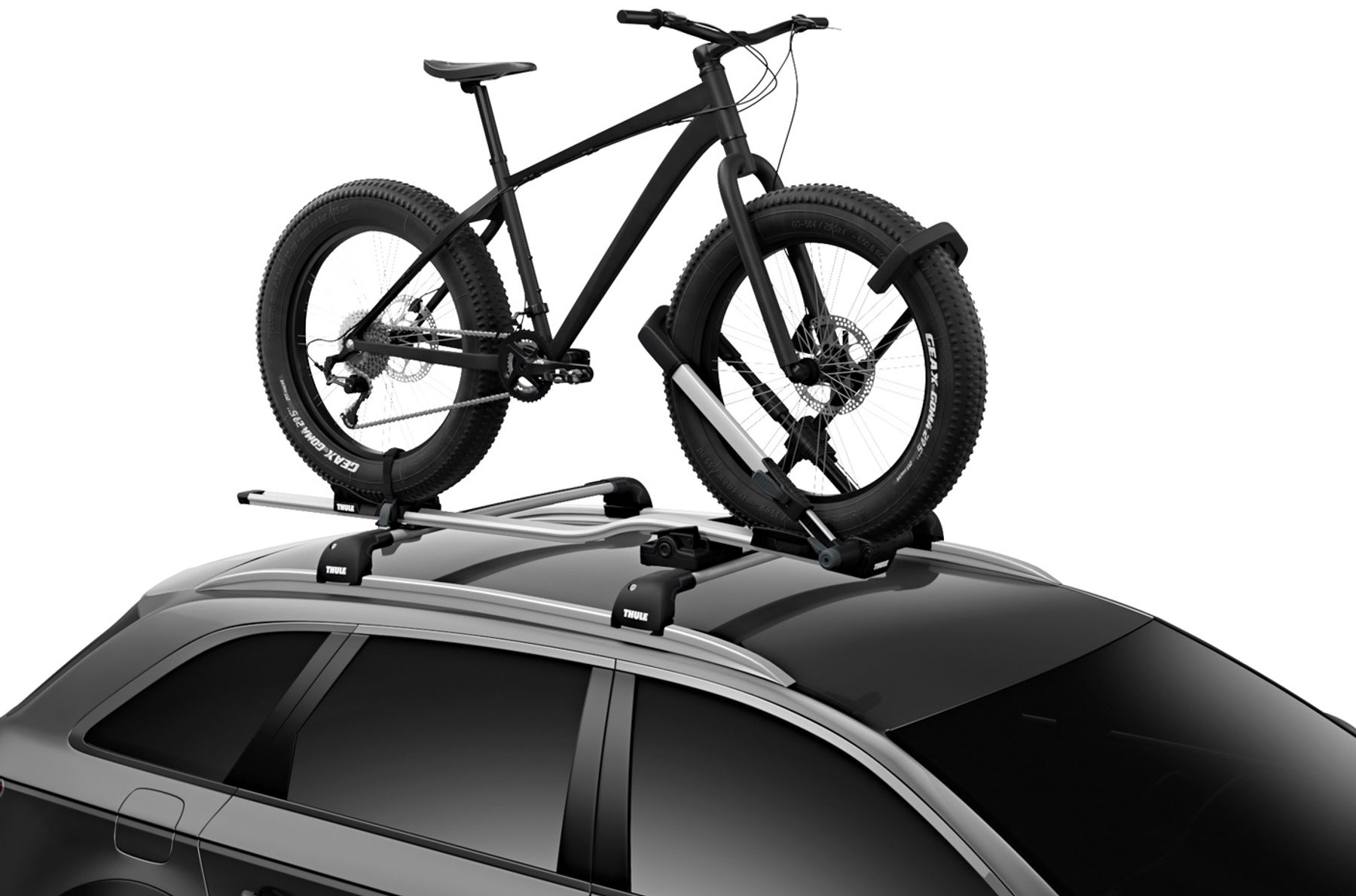 Thule UpRide 599 Fatbike adapter in use on car