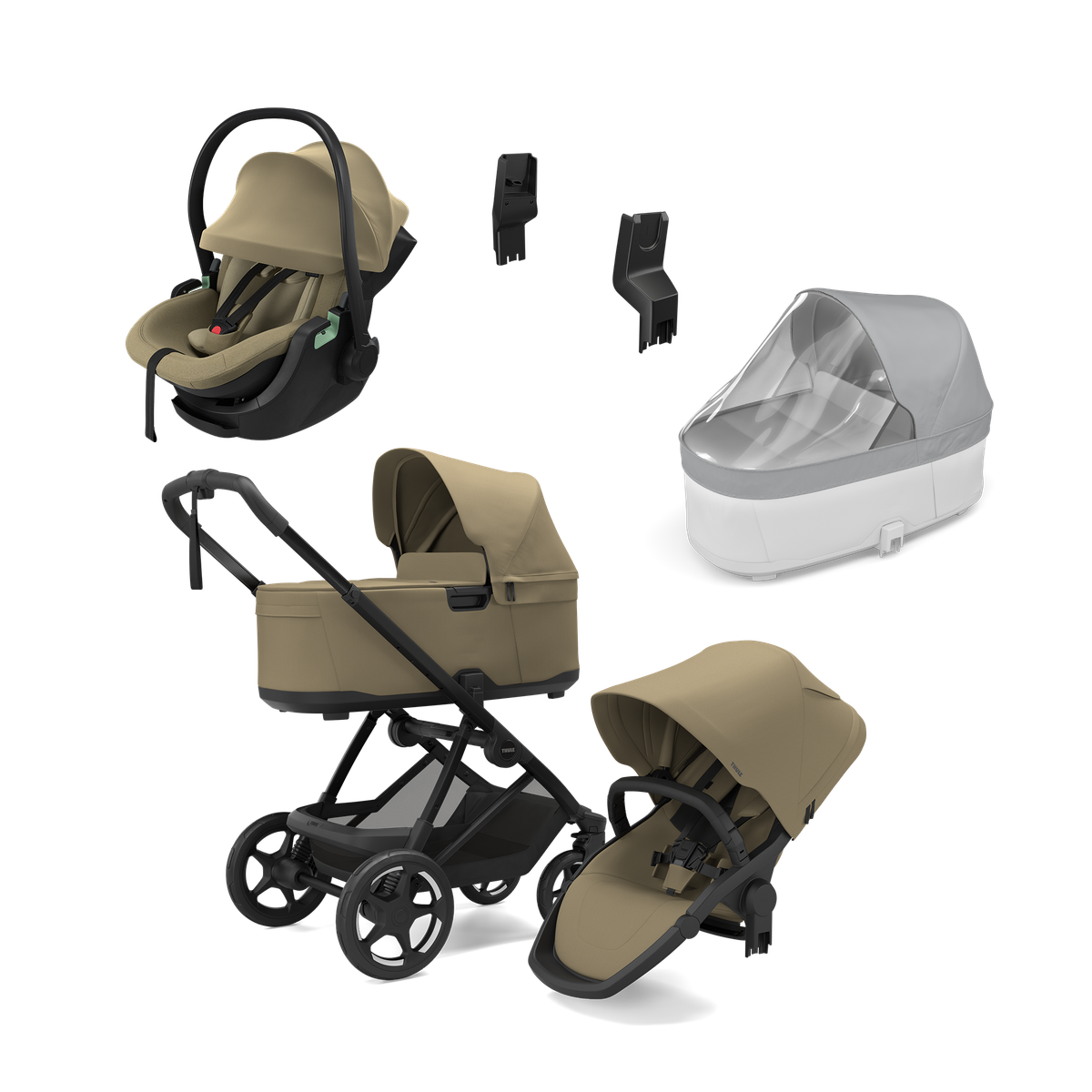 Thule Charm faded khaki & Thule Maple faded khaki newborn bundle