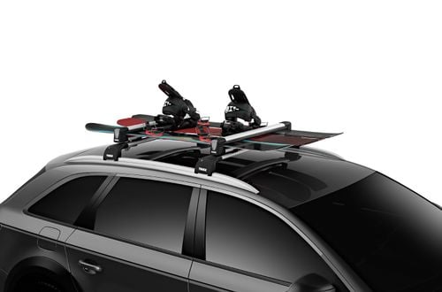 Thule SnowPack on car and snowboards