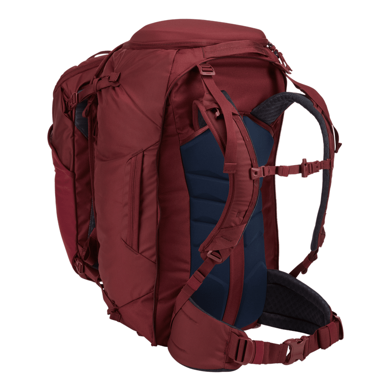 Thule Landmark 70L women's backpacking pack dark bordeaux red