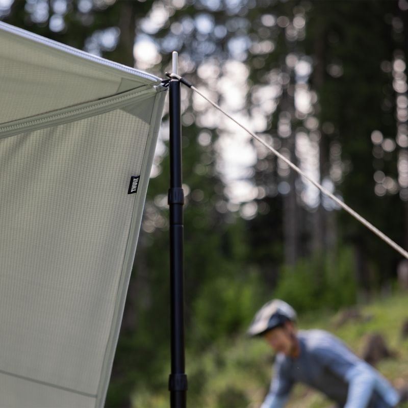 A close-up of the tension rafter of the Thule Subsola van awning panel.