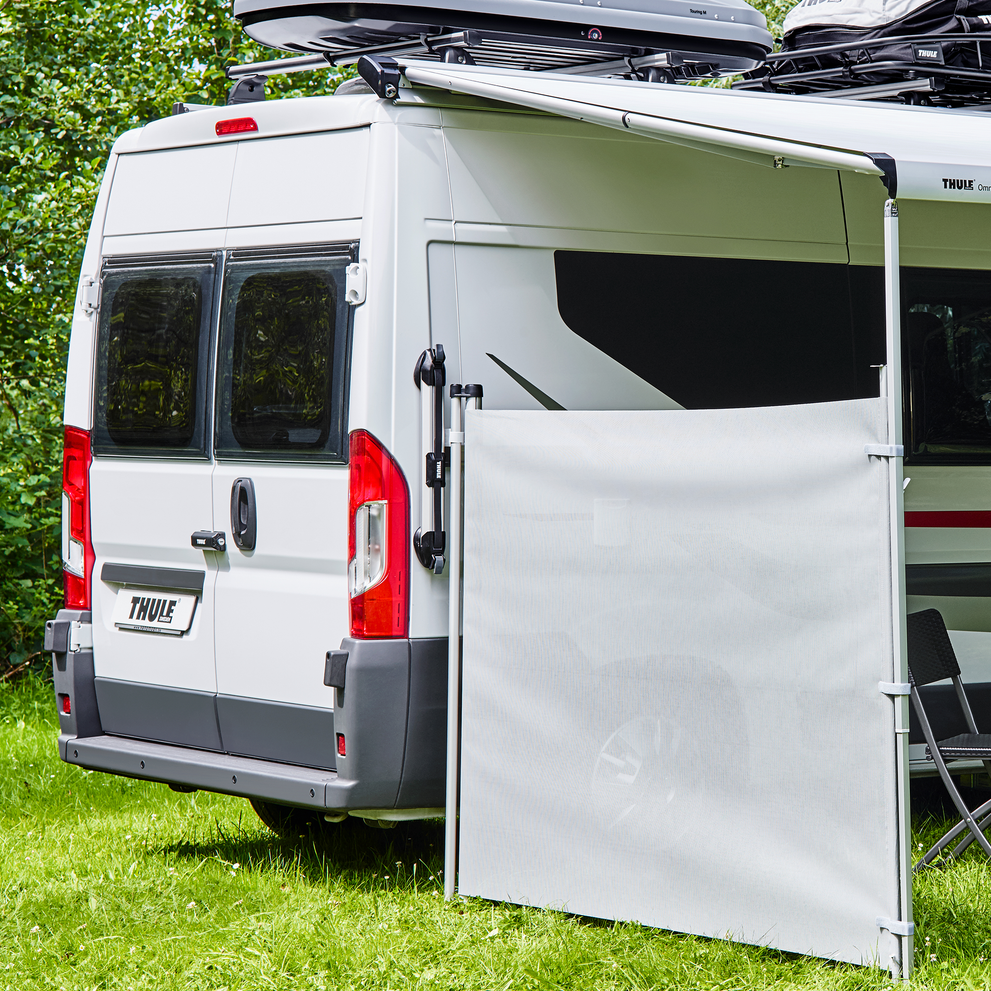 An item is attached to the motorhome using the Thule Ladder Fixation Kit.