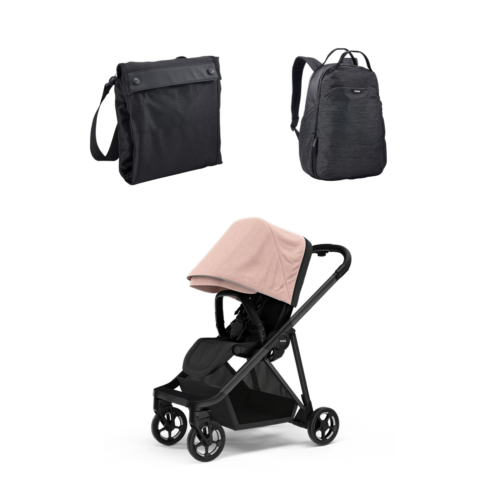 Thule Shine + Thule Stroller Travel Bag + Thule Changing Backpack - Misty Rose