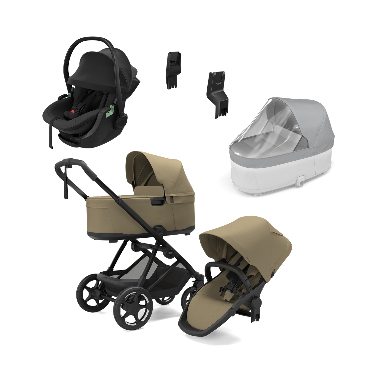 Thule Charm faded khaki & Thule Maple black newborn bundle