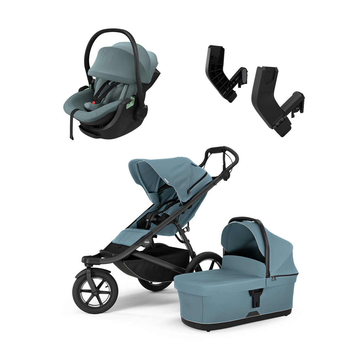 Thule Urban Glide 3 mid blue & Thule Maple mid blue newborn bundle