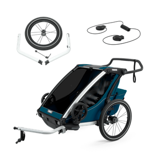Thule Chariot Cross 1 + Thule Chariot Jogging Kit 1 + Thule Chariot Brake Kit - Majolica Blue