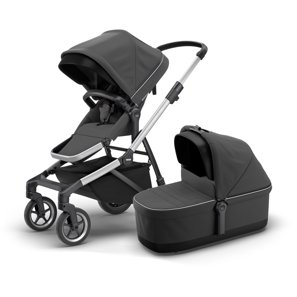 Thule Sleek city stroller aluminium/shadow gray with bassinet shadow gray