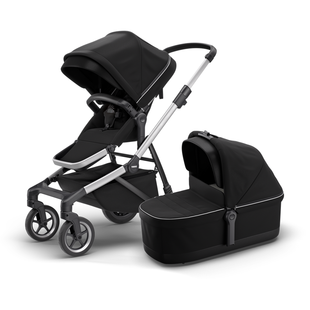 Thule Sleek city stroller aluminium/midnight black with bassinet midnight black