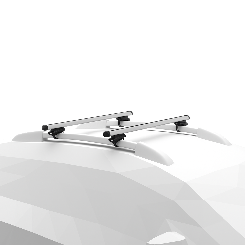 Thule oversized rail foot on Thule ProBar aluminum