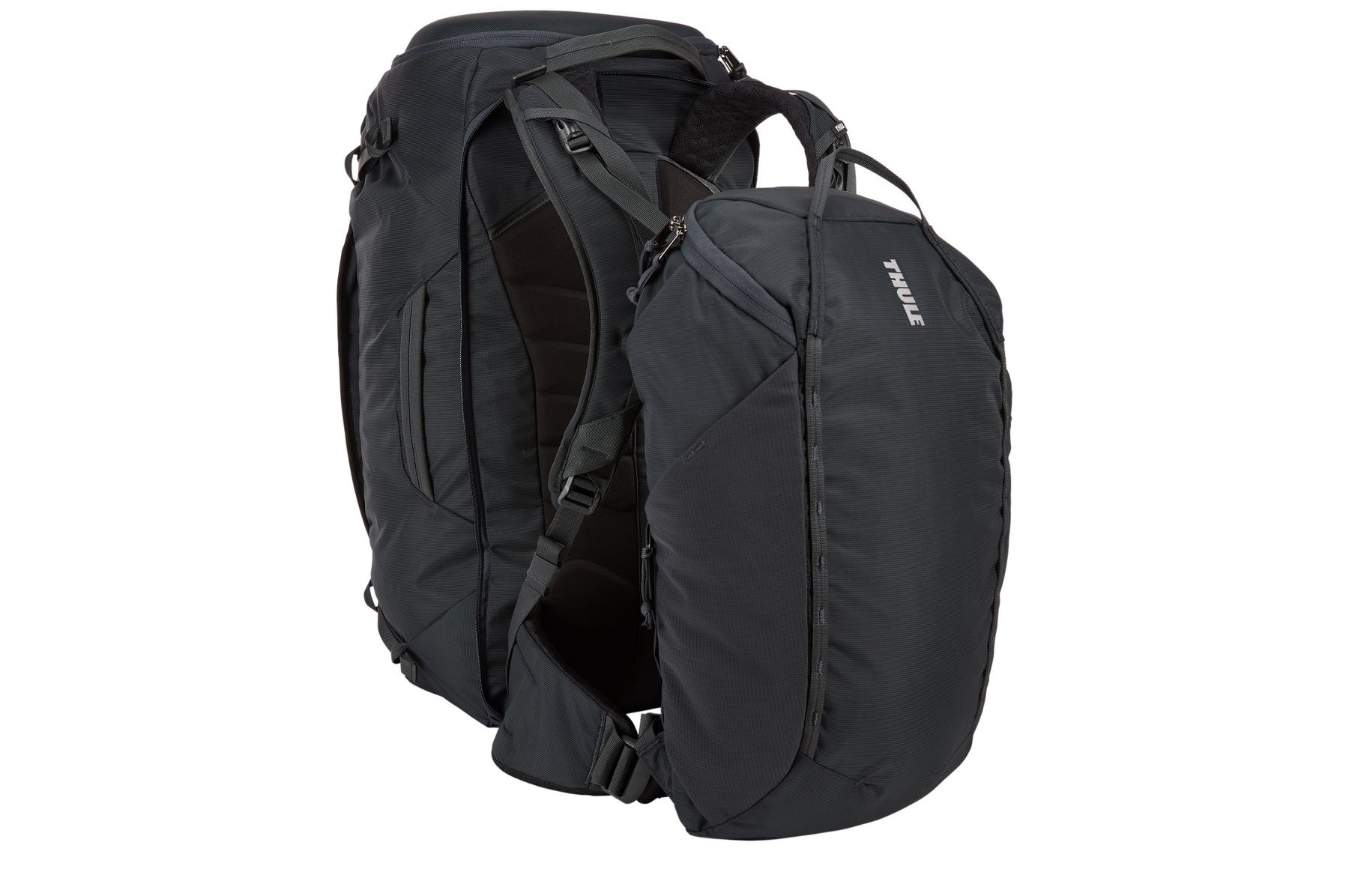 Thule Landmark 70L add-on daypack to front