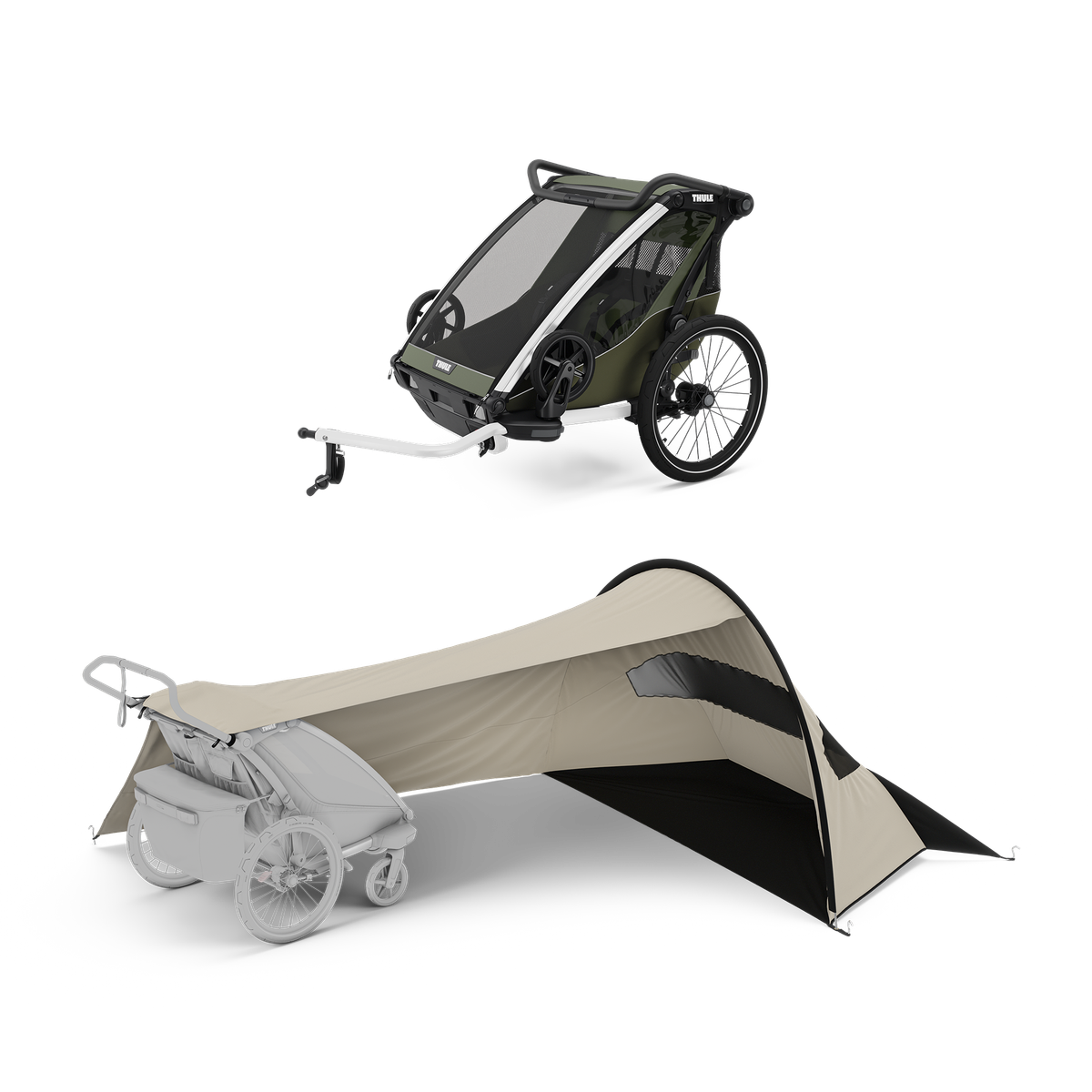 Thule Chariot Lite double + Thule sun and wind tarp