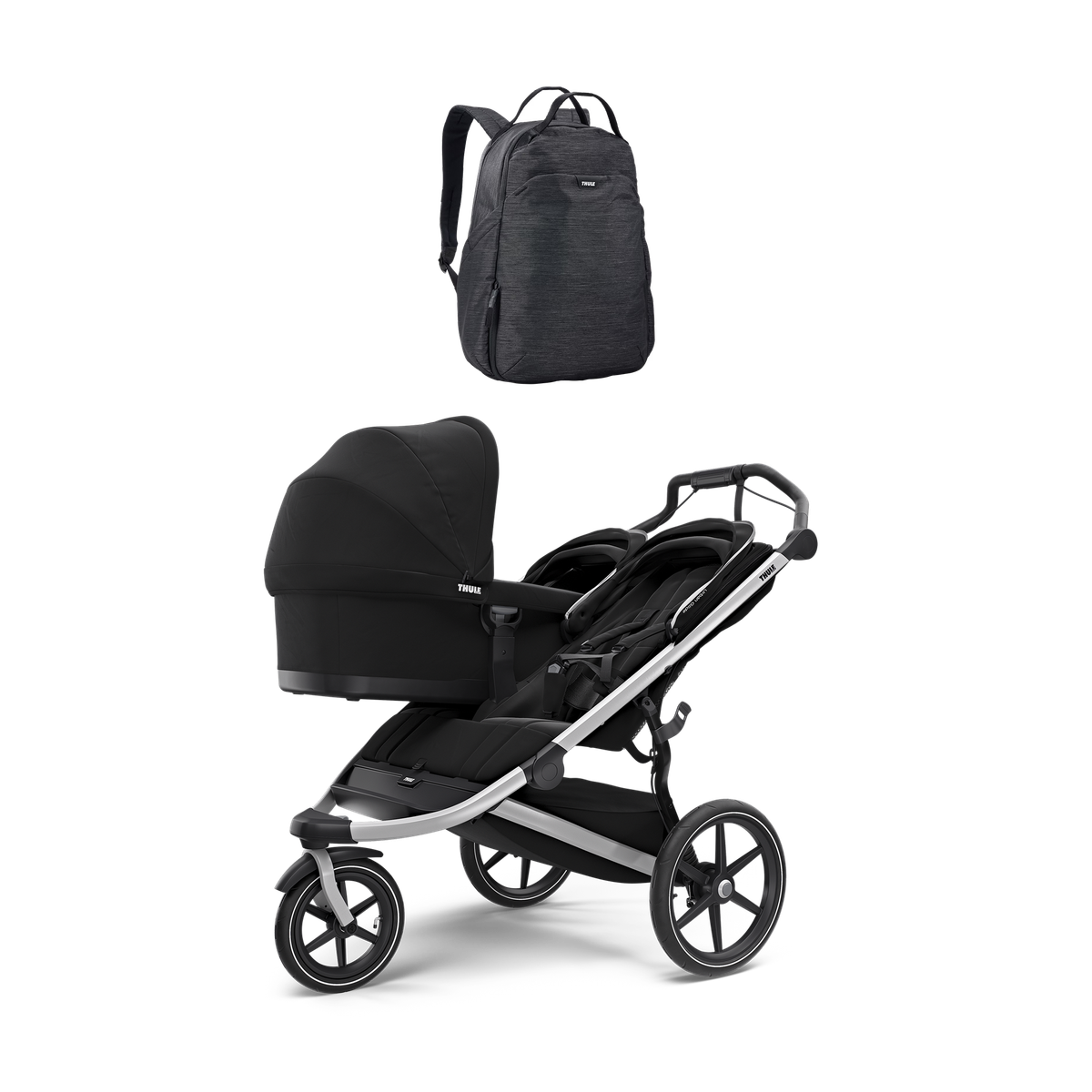 Thule Urban Glide 2 Double + Thule Changing Backpack + Thule Urban Glide Bassinet