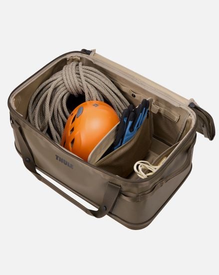 Open Thule Chasm gear hauler 55L packed with gear