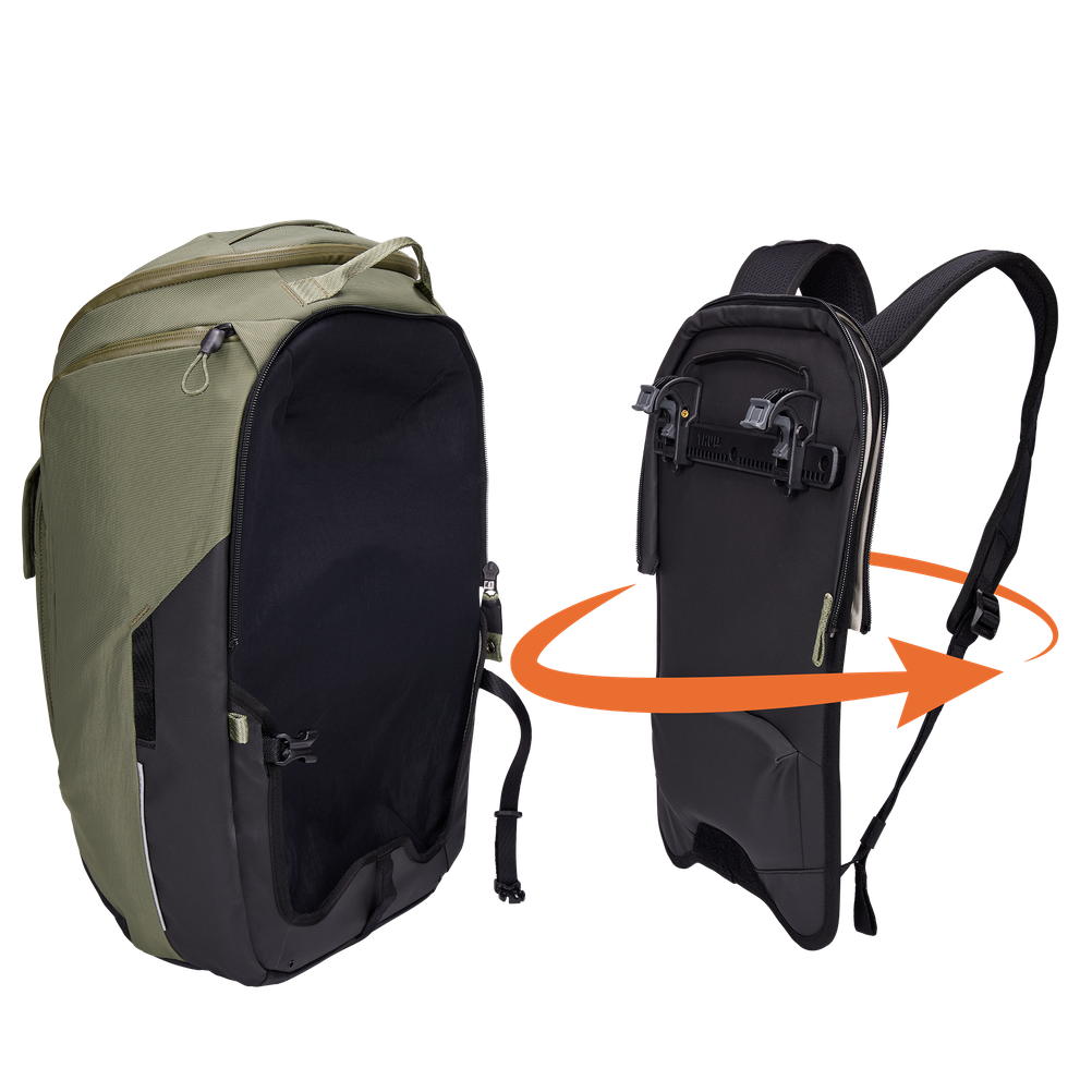 Thule Paramount hybrid bike pannier and backpack 26L green