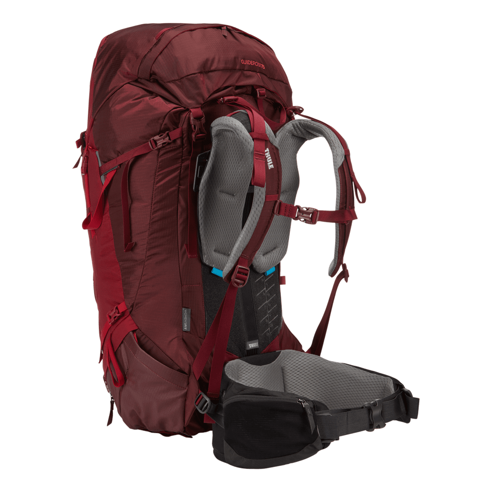 Thule Guidepost 75L women's backpacking pack bordeaux red