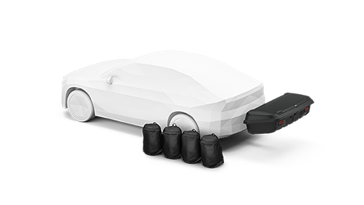 Rear-mounted cargo carrier from the side