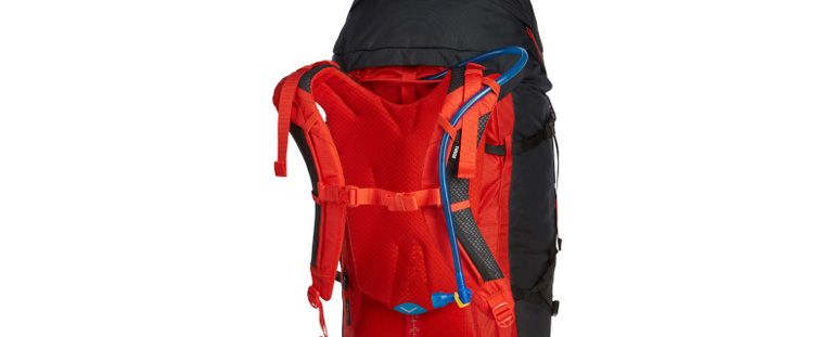 The internal hydration sleeve on a Thule Alltrail hiking backpack.