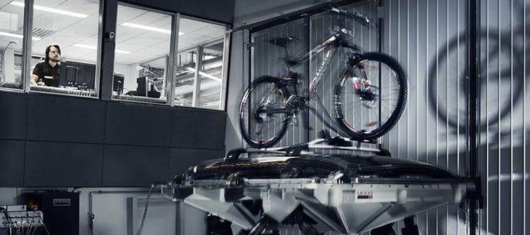 An image of the Thule test center where every hitch mount cargo carrier is tested.