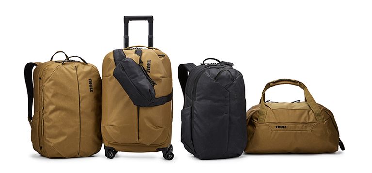 The entire Thule Aion luggage collection with a white background.