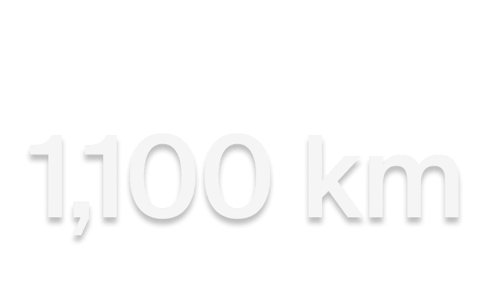 1,100 km.
