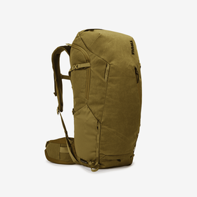 Hiking backpack with a gray background.