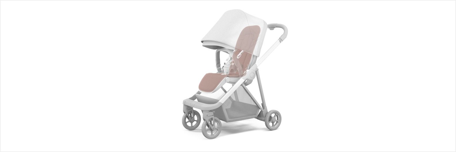 A 3D rendition of the Thule Seat Liner for the Thule Shine stroller with a white background.
