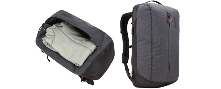 An example of a front-access backpack, the Thule Vea backpack.