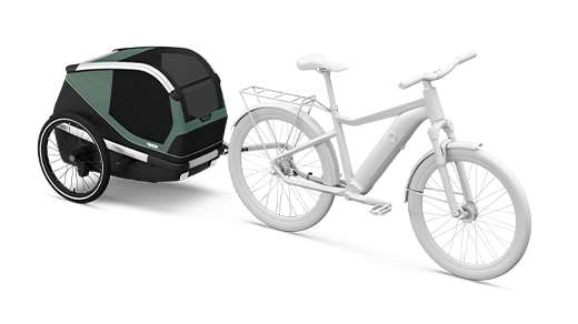 Dog bike trailer from the side