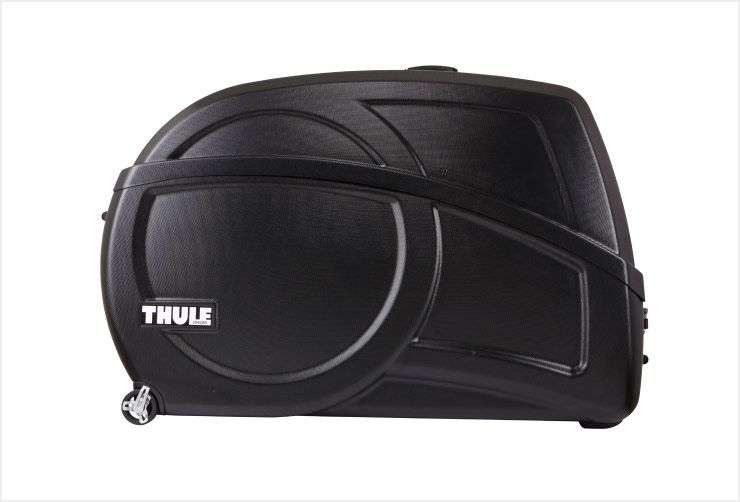 The Thule RoundTrip Transition hard-shell bike case with a white background.
