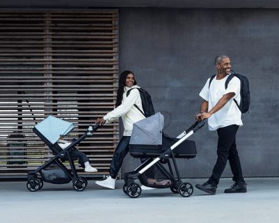 Three parents walk with their kids in compact city strollers with the best stroller accessories from Thule.