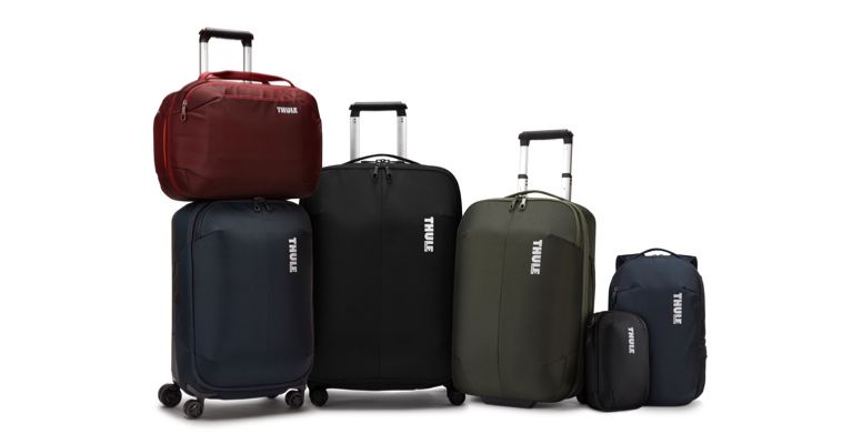 Thule Subterra luggage collection skyline amber, blue and green