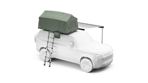 Car tent with accessories from the side