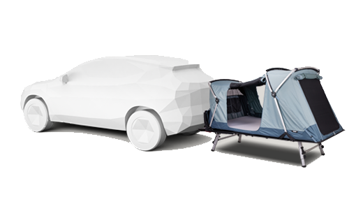 Rear-mounted car tent from the side