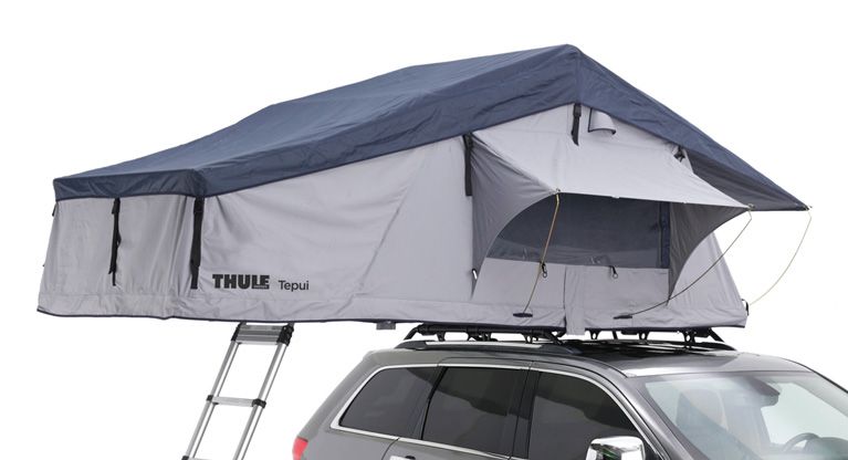 Thule Tepui Autana soft shell roof top tent on car grey