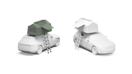 Car rooftop tents from the side